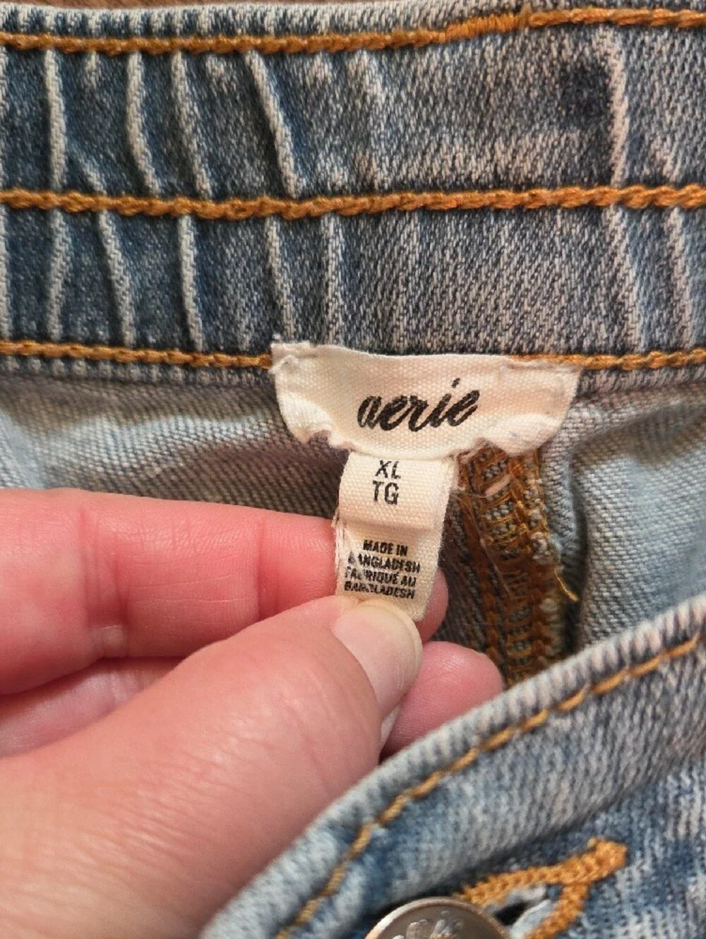 aerie Light Blue Distressed Denim Cutoff Shorts